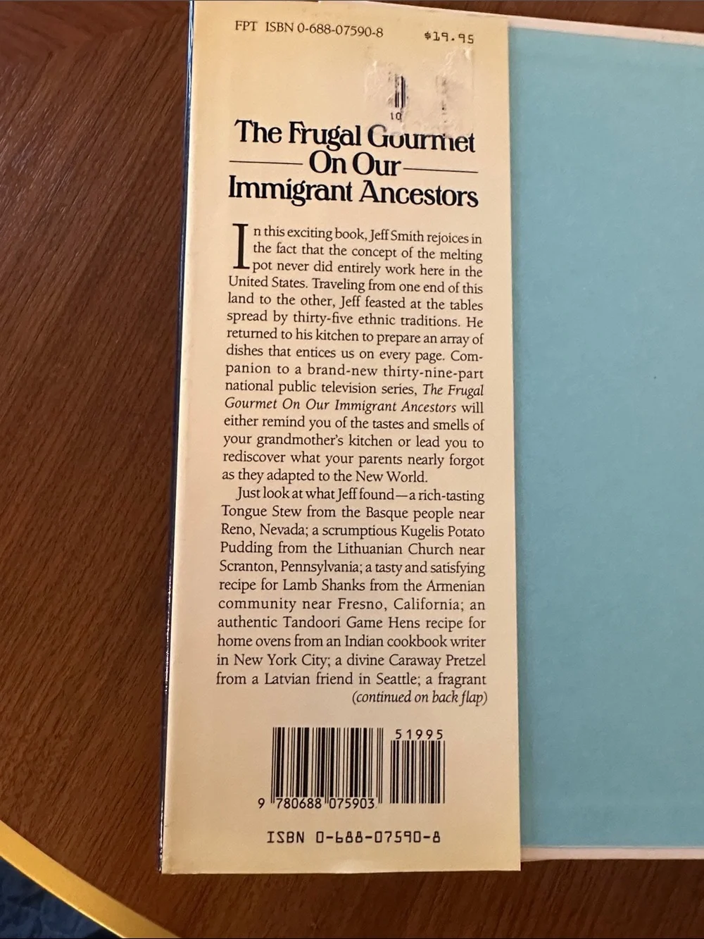The Frugal Gourmet on Our Immigrant Ancestors, Jeff Smith, 1st Edition Hardcover